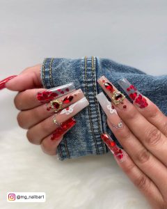 Red Long Square Nails