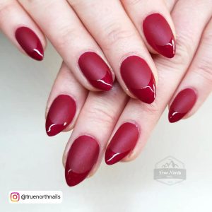 Red Matte Nails With Shiny Tips