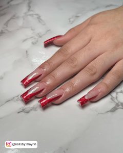 Red Mirror Chrome Nails