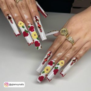 Red Nail Designs With Diamonds