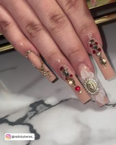 Red Nail Designs With Rhinestones