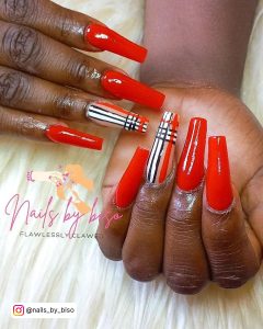 Red Nail Ideas Coffin
