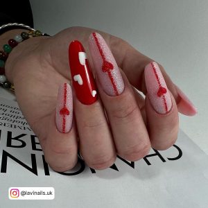 Red Nails Pink Heart