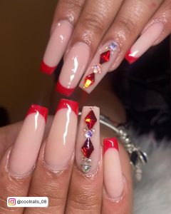Red Nails With Simple Design