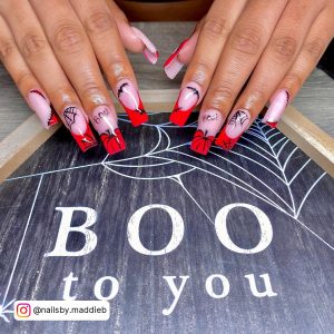 Red Ombre Nail Design Halloween