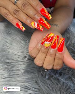 Red Orange Yellow Ombre Nails
