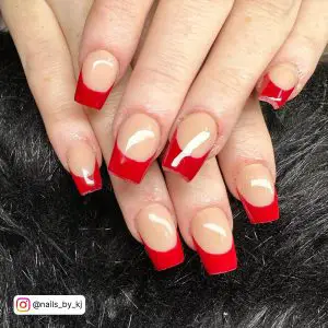 Red Short Almond Nails