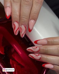 Red Short Almond Nails