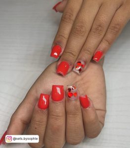 Red Short Coffin Nails