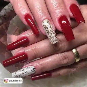 Red Square Acrylic Nails