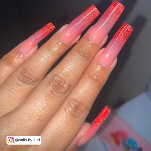 Red Square Nails Long