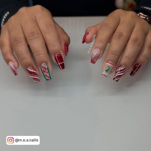Red Tip Coffin Nails
