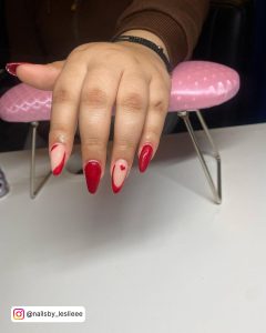 Red Tips Almond Nails
