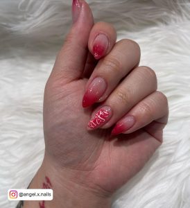Red To White Ombre Nails