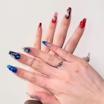 Red White And Blue Nails In Coffin Shape