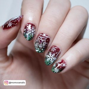 Red White And Green Nails