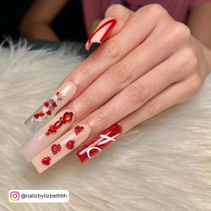 Red With Glitter Nails