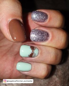 Rose Gold Mint Green Nails