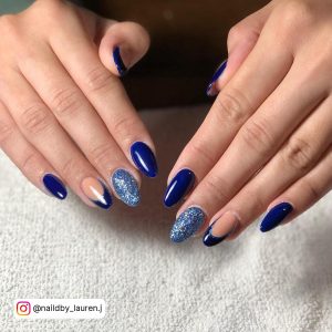Royal Blue Almond Shaped Nails