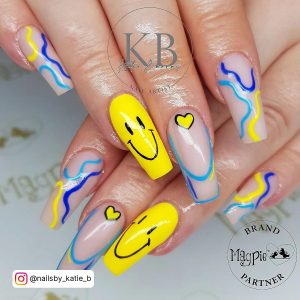 Royal Blue And Yellow Nails