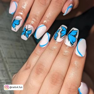 Royal Blue Butterfly Nails