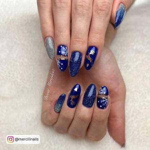 Royal Blue Christmas Nails