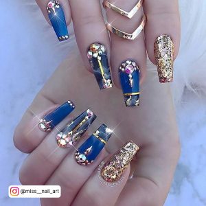 Royal Blue Diamond Nails