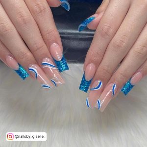 Royal Blue Glitter Nails