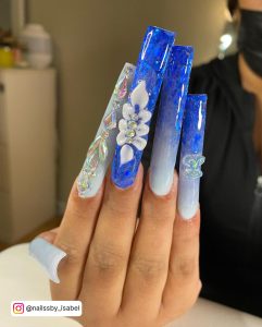 Royal Blue Long Acrylic Nails