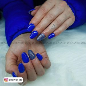 Royal Blue Nails With Glitter