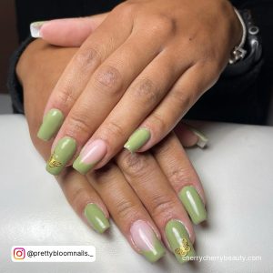 Sage Green Acrylic Butterfly Nails