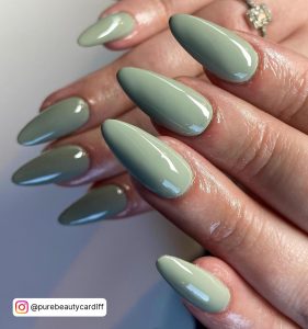 Sage Green Almond Nails