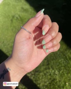 Sage Green Almond Shaped Nails