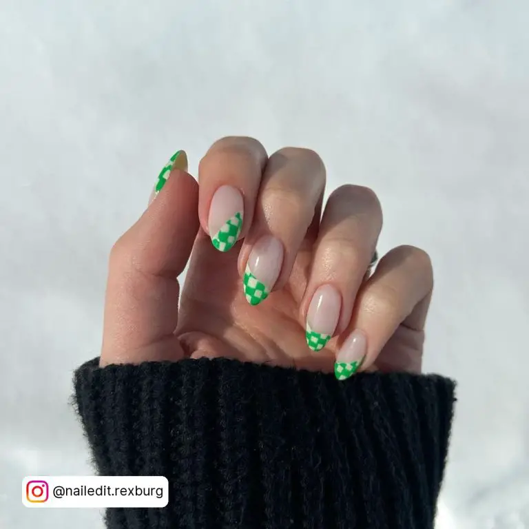 Sage Green French Tip Nails
