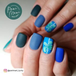 Shades Of Blue Nails With Matte Finish