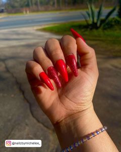 Short Almond Red Nails