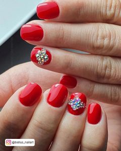 Short Almond Red Nails