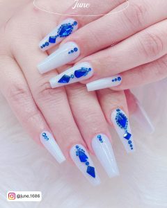 Short Blue Nails With Diamonds