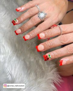 Short Coffin Red Nails