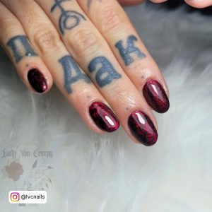 Short Dark Red Nails