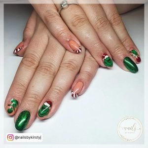 Short Green Christmas Nails