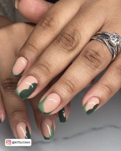 Short Green French Tip Nails