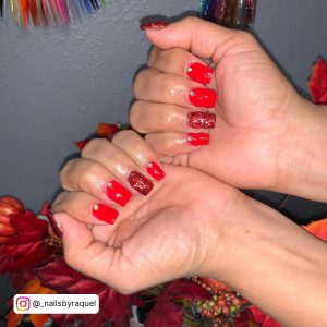 Short Red Square Acrylic Nails