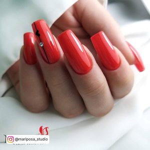 Short Square Red Nails