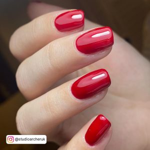 Short Square Red Nails