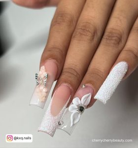 Simple Butterfly Acrylic Nails