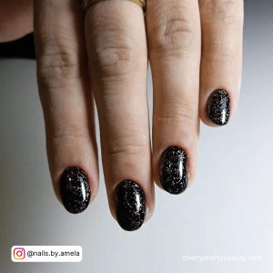 Simple Nail Designs Black With Glitter