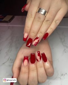 Simple Red And Black Nails