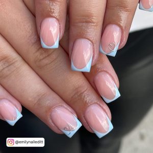 Sky Blue French Tip Nails