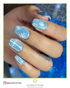 Sky Blue Nail Color With Sparkle